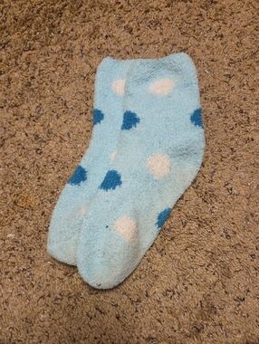 Cozy Light Blue Polka Dot Fuzzy Socks